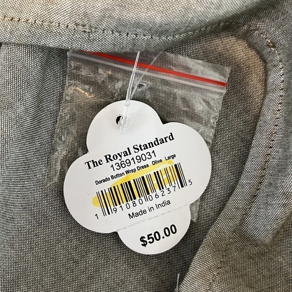 The Royal Standard Dorado Cotton Lightweight Wrap Dress Olive NWT Sz L - Picture 3 of 9